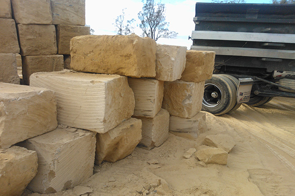 B-Grade Sandstone Blocks Being Delivered